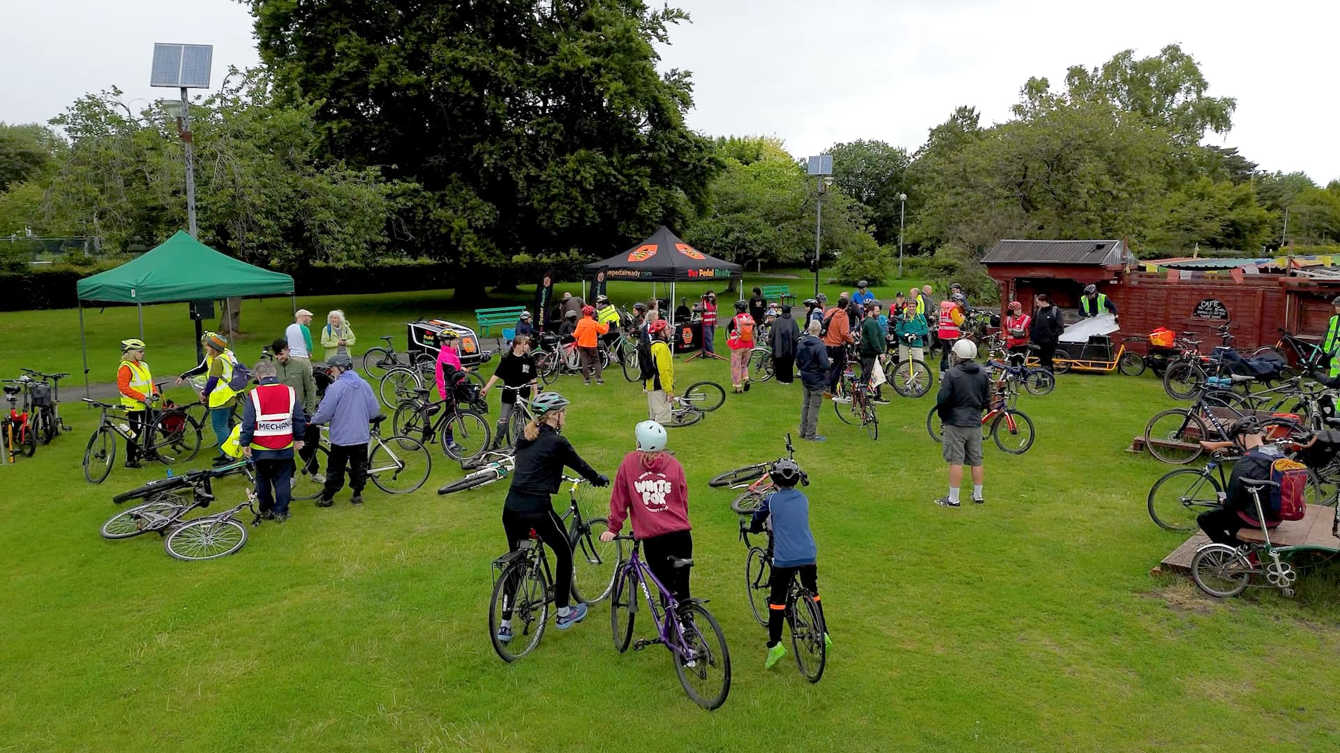 Riders helping with a community project